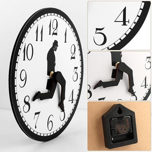 Funny Wall Clock, Ministry of Silly Walks Clock Gifts Home Decor Walking Silent Wall Clock for Living Room Decor, Bedroom, Kitchen, Novelty Battery Powered Hotel Wooden Craft Decor(25cm) in Kuwait