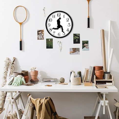 Funny Wall Clock, Ministry of Silly Walks Clock Gifts Home Decor Walking Silent Wall Clock for Living Room Decor, Bedroom, Kitchen, Novelty Battery Powered Hotel Wooden Craft Decor(25cm) in Kuwait