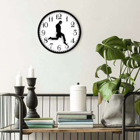 Funny Wall Clock, Ministry of Silly Walks Clock Gifts Home Decor Walking Silent Wall Clock for Living Room Decor, Bedroom, Kitchen, Novelty Battery Powered Hotel Wooden Craft Decor(25cm) in Kuwait