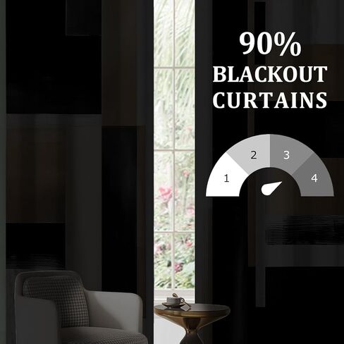 Black and Gold Abstract Blackout Curtain, Boho Modern Oil Painting Art Aesthetic Curtains, Beige Neutral Artistic Grommet Drapes 2 Panels, Farmhouse Bedroom Living Room Decor 52X84 Inch in Saudi Arabia