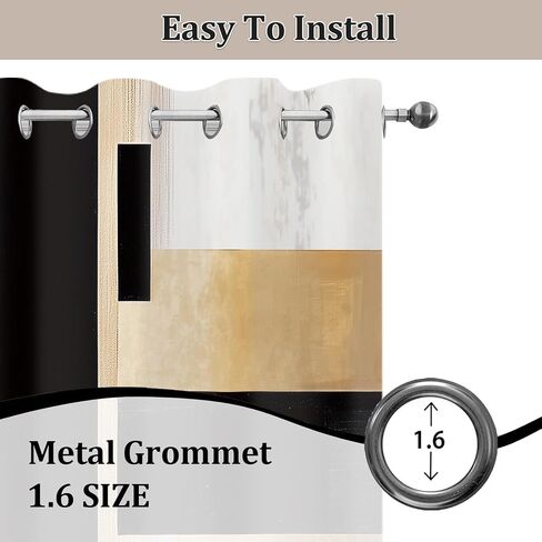 Black and Gold Abstract Blackout Curtain, Boho Modern Oil Painting Art Aesthetic Curtains, Beige Neutral Artistic Grommet Drapes 2 Panels, Farmhouse Bedroom Living Room Decor 52X84 Inch in Saudi Arabia