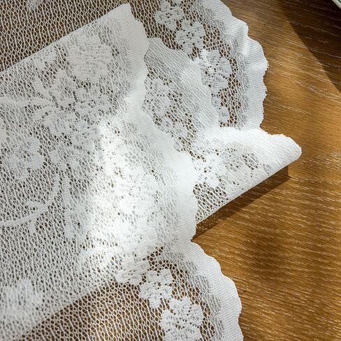 Ivory Lace French 63 Inches Long-Romantic Branch and Flowers Vintage Curtains for Bedroom Living Room，calloped Rose Lace Floral Sheer Curtains，Grommet Top 2 Panels，52 x 63 Inch in Kuwait