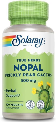 SOLARAY Nopal Prickly Pear Cactus Capsules - 500 mg per Serving, Rich in Naturally Occuring Fiber, Antioxidants, and Carotenoids, Provides Key Nutrients in a Vegan Formula - 100 Count VegCaps in Kuwait