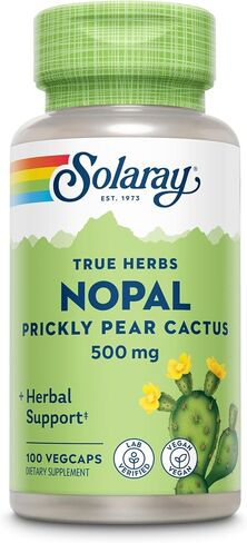 SOLARAY Nopal Prickly Pear Cactus Capsules - 500 mg per Serving, Rich in Naturally Occuring Fiber, Antioxidants, and Carotenoids, Provides Key Nutrients in a Vegan Formula - 100 Count VegCaps in Kuwait
