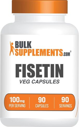 BulkSupplements.com كبسولات Fisetin - Fisetin 100mg، مكمل Fisetin - مصدر مضادات الأكسدة، نباتي وخالي من الغلوتين، كبسولة واحدة لكل وجبة، 90 كبسولة نباتية (عبوة من 1) in Kuwait