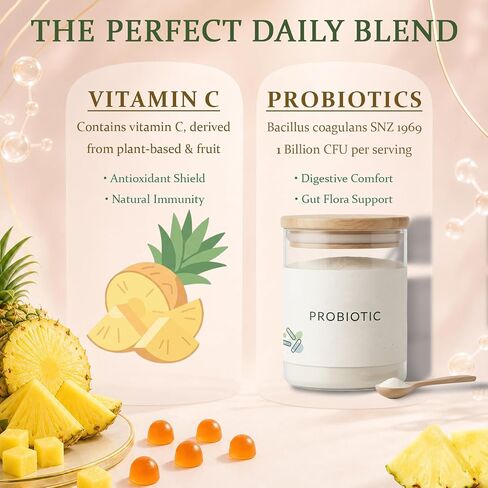 MATOP Women’s Probiotic Pineapple Gummies – Gut Health & Daily Digestive Wellness, Vegan Sugar-Free, 60 Count in Kuwait