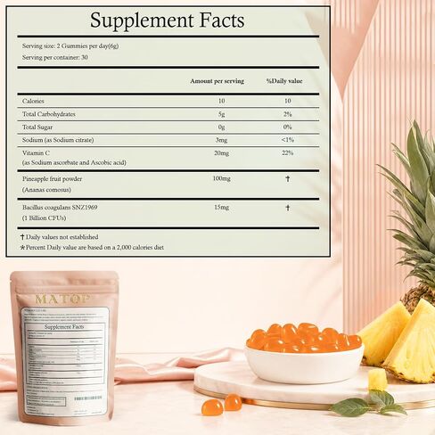 MATOP Women’s Probiotic Pineapple Gummies – Gut Health & Daily Digestive Wellness, Vegan Sugar-Free, 60 Count in Kuwait