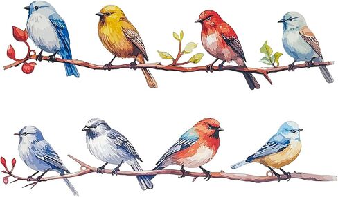 We Moment 2 Pcs Metal Birds Wall Art Decor Vivid Birds on Branch with Leaves Rustic Wall Decor Metal Sculpture Hanging Sign for Home Balcony Garden Indoor Outdoor(Colorful) in Saudi Arabia