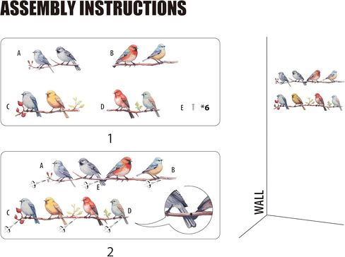 We Moment 2 Pcs Metal Birds Wall Art Decor Vivid Birds on Branch with Leaves Rustic Wall Decor Metal Sculpture Hanging Sign for Home Balcony Garden Indoor Outdoor(Colorful) in Saudi Arabia