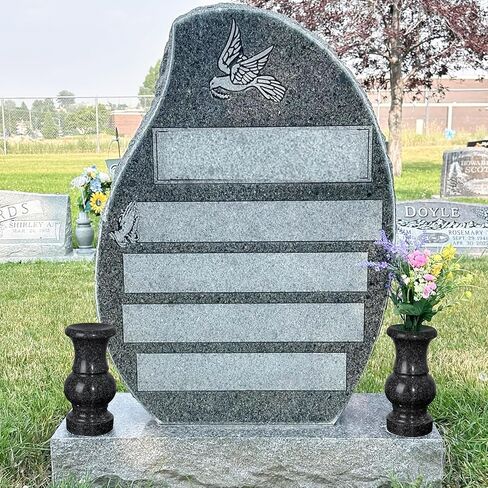 Cemetery Vase, Turned Round Granite Grave Vase Memorial Stone Vases with Draining Hole for Home Tabletop, Cemetery Flowers, Grave Headstone Decorations (1pc, Black) in Kuwait