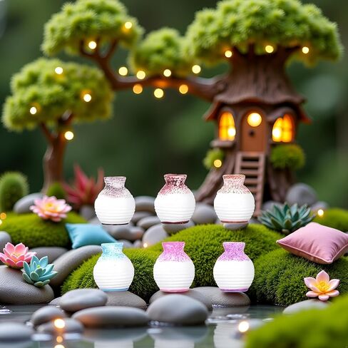 6Pcs Mini Bud Vases, Tiny Resin Flower Vases, Micro Landscape DIY Decor, Moss Succulent Ornaments, Fairy Garden Accessories, Home Tabletop Decoration, Gift for Plant Lovers, Vases, Decorations in Saudi Arabia