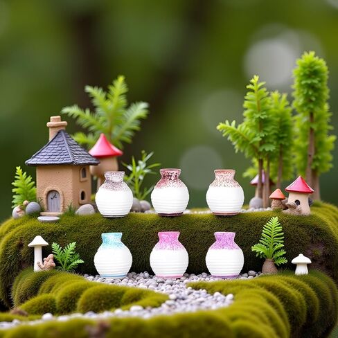 6Pcs Mini Bud Vases, Tiny Resin Flower Vases, Micro Landscape DIY Decor, Moss Succulent Ornaments, Fairy Garden Accessories, Home Tabletop Decoration, Gift for Plant Lovers, Vases, Decorations in Saudi Arabia