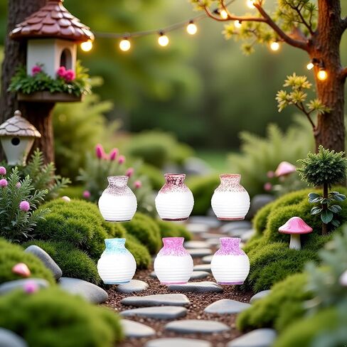 6Pcs Mini Bud Vases, Tiny Resin Flower Vases, Micro Landscape DIY Decor, Moss Succulent Ornaments, Fairy Garden Accessories, Home Tabletop Decoration, Gift for Plant Lovers, Vases, Decorations in Saudi Arabia