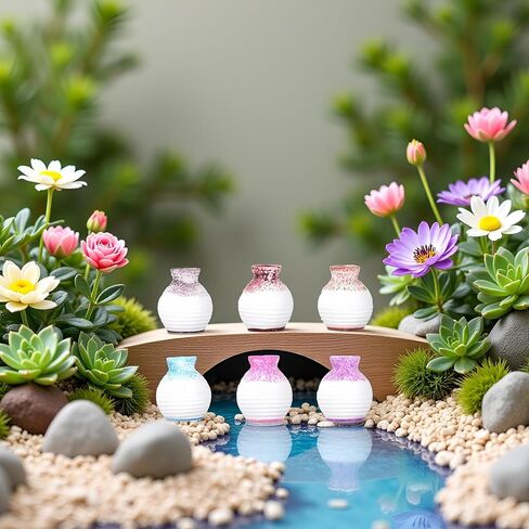 6Pcs Mini Bud Vases, Tiny Resin Flower Vases, Micro Landscape DIY Decor, Moss Succulent Ornaments, Fairy Garden Accessories, Home Tabletop Decoration, Gift for Plant Lovers, Vases, Decorations in Saudi Arabia