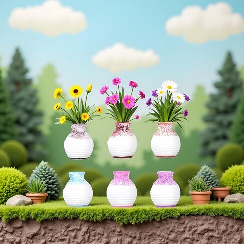 6Pcs Mini Bud Vases, Tiny Resin Flower Vases, Micro Landscape DIY Decor, Moss Succulent Ornaments, Fairy Garden Accessories, Home Tabletop Decoration, Gift for Plant Lovers, Vases, Decorations in Saudi Arabia