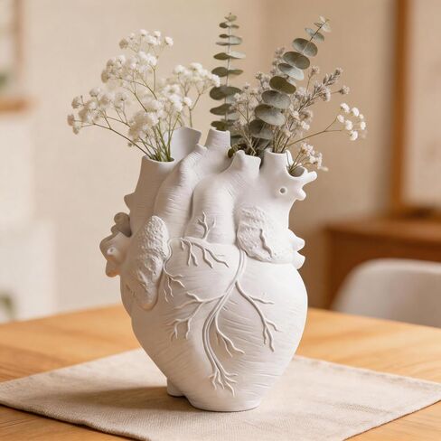Heart Shape Resin Vase, Gothic Anatomical Flower Vase for Dried Flowers, Glass Vase Alternative, Unique Resin Desktop Decor, Medical Appreciation Gift for Nurse Doctor Home Office Living Room Shelf in Saudi Arabia