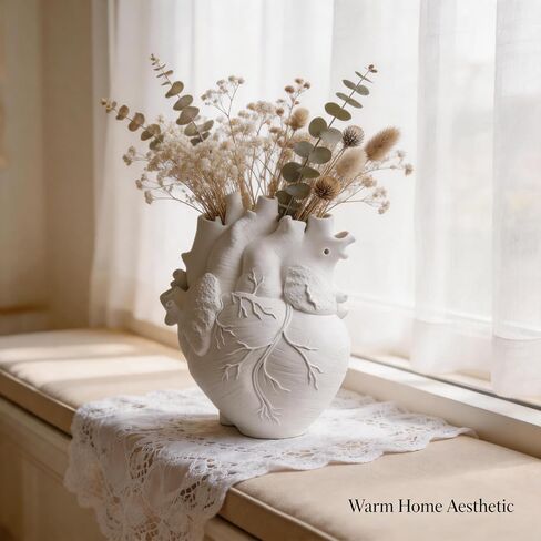 Heart Shape Resin Vase, Gothic Anatomical Flower Vase for Dried Flowers, Glass Vase Alternative, Unique Resin Desktop Decor, Medical Appreciation Gift for Nurse Doctor Home Office Living Room Shelf in Saudi Arabia