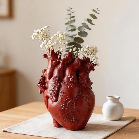 Heart Shape Resin Vase, Gothic Anatomical Flower Vase for Dried Flowers, Glass Vase Alternative, Unique Resin Desktop Decor, Medical Appreciation Gift for Nurse Doctor Home Office Living Room Shelf in Saudi Arabia