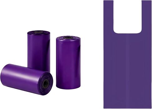 Biodegradable Purple T-Shirt Poop Bags with Easy-Tie Handles – Leak-Proof, Extra Thick Waste Bags for Small Dogs & Cats,3 Rolls (45 Count) in Kuwait