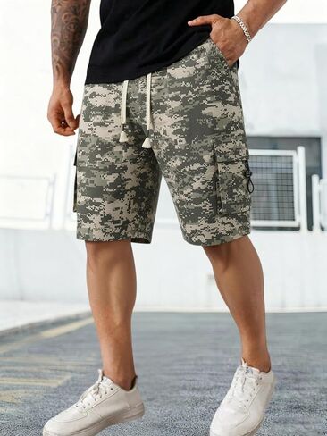 Men's Breathable Hiking Shorts with Drawstring, Loose Fit Comfort, Machine Washable in Kuwait