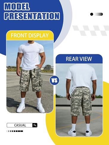 Men's Breathable Hiking Shorts with Drawstring, Loose Fit Comfort, Machine Washable in Kuwait