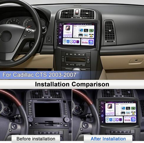 Android 13 Car Stereo Radio for Cadillac CTS 2003-2007,for Cadillac SRX 2004-2008,10 inches IPS Touchscreen Stereo w/CarPlay &Android Auto,Support GPS Bluetooth SWC WiFi FM Backup Camera in Kuwait
