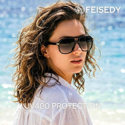 FEISEDY Women Men Aviator Sunglasses UV400 Protection, Retro Trendy Square Frame for Driving Fishing Outdoor Daily B0425 in Kuwait