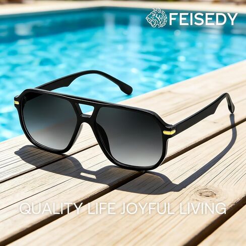 FEISEDY Women Men Aviator Sunglasses UV400 Protection, Retro Trendy Square Frame for Driving Fishing Outdoor Daily B0425 in Kuwait