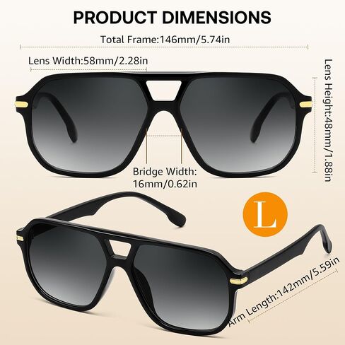 FEISEDY Women Men Aviator Sunglasses UV400 Protection, Retro Trendy Square Frame for Driving Fishing Outdoor Daily B0425 in Kuwait