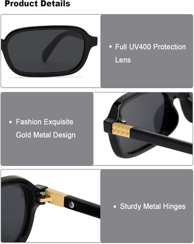 Retro Rectangle Sunglasses for Women Small 90s Style Vintage Look Trendy Narrow Skinny Rectangular Black Frame in Saudi Arabia