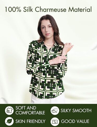 COLD POSH Women's 100% Pure 19MM Mulberry Silk Blouse Button Down Print Shirt Women Retro Tops for Casual Summer in Saudi Arabia