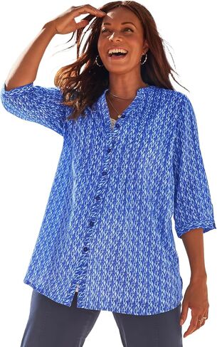 Catherines Women's Plus Size Pintuck Buttonfront Blouse in Saudi Arabia