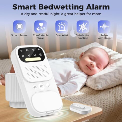 Wireless Smart Bed wetting Alarm - Suitable for Boys, Girls, and Older Kids. with UV Mode, Night Light, Sound/Vibration, High Sensitivity Sensor.for Nighttime bedwetting Training. in Saudi Arabia