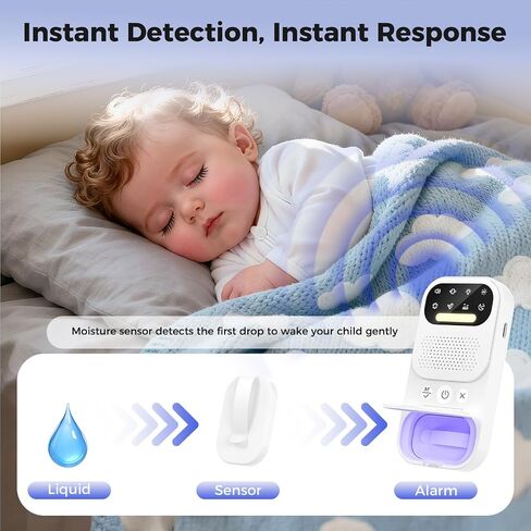 Wireless Smart Bed wetting Alarm - Suitable for Boys, Girls, and Older Kids. with UV Mode, Night Light, Sound/Vibration, High Sensitivity Sensor.for Nighttime bedwetting Training. in Saudi Arabia