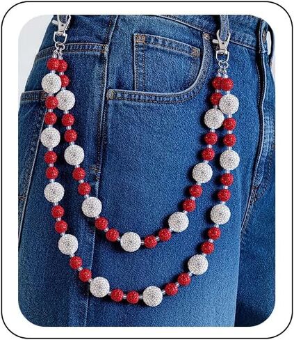 Wallet Chains for Men Purse Jean Pants Chain Baseball Keychain Rhinestone Biker Chain Bum Bag Accessories in Saudi Arabia