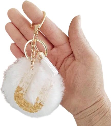 A Alphabet Initial Letter Keychain Cute Plush Key Chain Cute Sequins Resin Key Chain Ring Bag Backpack Charm Car Hanging Pendant Women Girls Gift Wallet And Handbag Accessories Keychain GS0109 in Kuwait