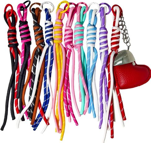 10Pcs Handwoven Double Nylon Rope Keychain,Color-blocking Design, Decorative Lanyard with Carabiner, Bag Charm Accessory for Women, Friendship Gift in Saudi Arabia