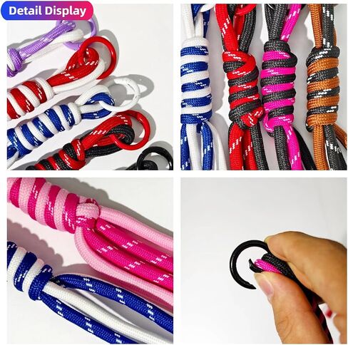 10Pcs Handwoven Double Nylon Rope Keychain,Color-blocking Design, Decorative Lanyard with Carabiner, Bag Charm Accessory for Women, Friendship Gift in Saudi Arabia