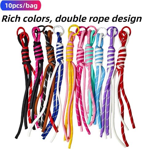 10Pcs Handwoven Double Nylon Rope Keychain,Color-blocking Design, Decorative Lanyard with Carabiner, Bag Charm Accessory for Women, Friendship Gift in Saudi Arabia