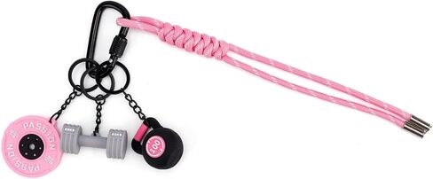 Gym Keychain, Cute Pink Barbell Plate Dumbbell Kettlebell Key Chain for Women Men Gym Accessories & Bag Backpack Charms & Fitness Lovers in Saudi Arabia