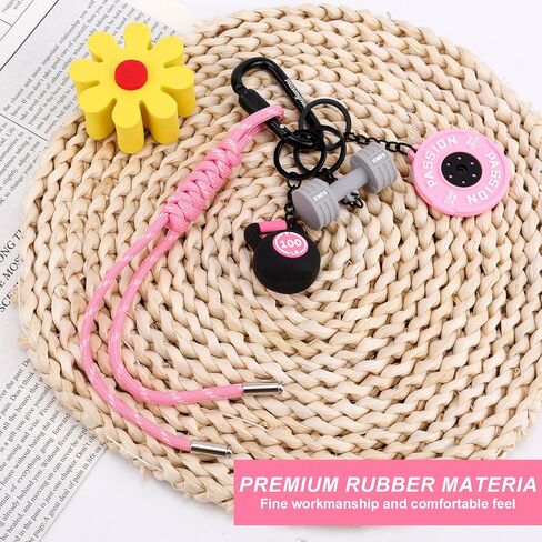 Gym Keychain, Cute Pink Barbell Plate Dumbbell Kettlebell Key Chain for Women Men Gym Accessories & Bag Backpack Charms & Fitness Lovers in Saudi Arabia