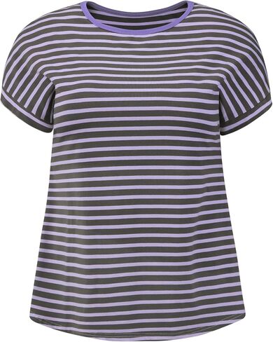 Plus Size Tops for Women Striped Raglan Sleeve Crew Neck T-Shirts Basic Summer Casual Blouses in Saudi Arabia