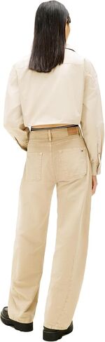 Tommy Jeans Women's Long Sleeve Cotton Cropped Utility Shirt with Embroidered Flag Logo in Saudi Arabia