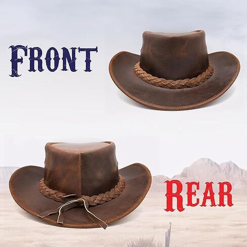 Equine Care Genuine Cowhide Cowboy Hat for Men & Women — Heritage Brown Leather Western Hat, Rustic Brown, Size XL (60-61 cm / 23¾-24⅛ in / 7½-7⅝) in Kuwait