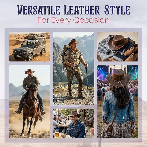 Equine Care Genuine Cowhide Cowboy Hat for Men & Women — Heritage Brown Leather Western Hat, Rustic Brown, Size XL (60-61 cm / 23¾-24⅛ in / 7½-7⅝) in Kuwait
