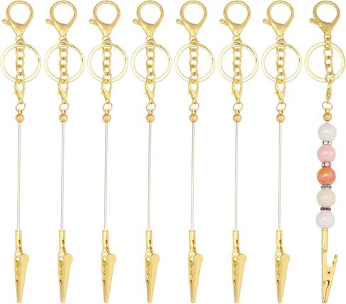8pcs Beadable Keychain Card Holder Metal Credit Card Puller Blank Beadable Keychain Bar with Clip Touchless ATM Card Grabber for Long Nail in Kuwait