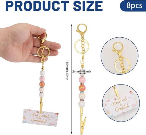 8pcs Beadable Keychain Card Holder Metal Credit Card Puller Blank Beadable Keychain Bar with Clip Touchless ATM Card Grabber for Long Nail in Kuwait
