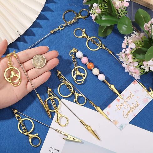 8pcs Beadable Keychain Card Holder Metal Credit Card Puller Blank Beadable Keychain Bar with Clip Touchless ATM Card Grabber for Long Nail in Kuwait