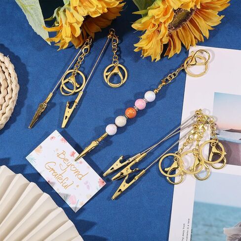 8pcs Beadable Keychain Card Holder Metal Credit Card Puller Blank Beadable Keychain Bar with Clip Touchless ATM Card Grabber for Long Nail in Kuwait