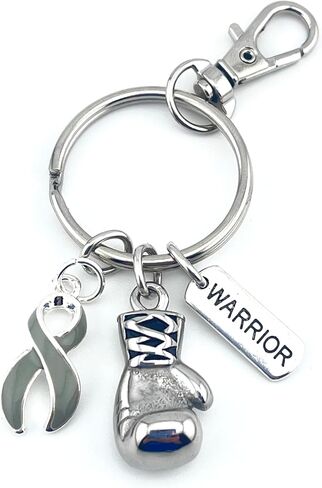 Boxing Glove/Warrior Keychain with Gray Grey Ribbon Charm in Kuwait